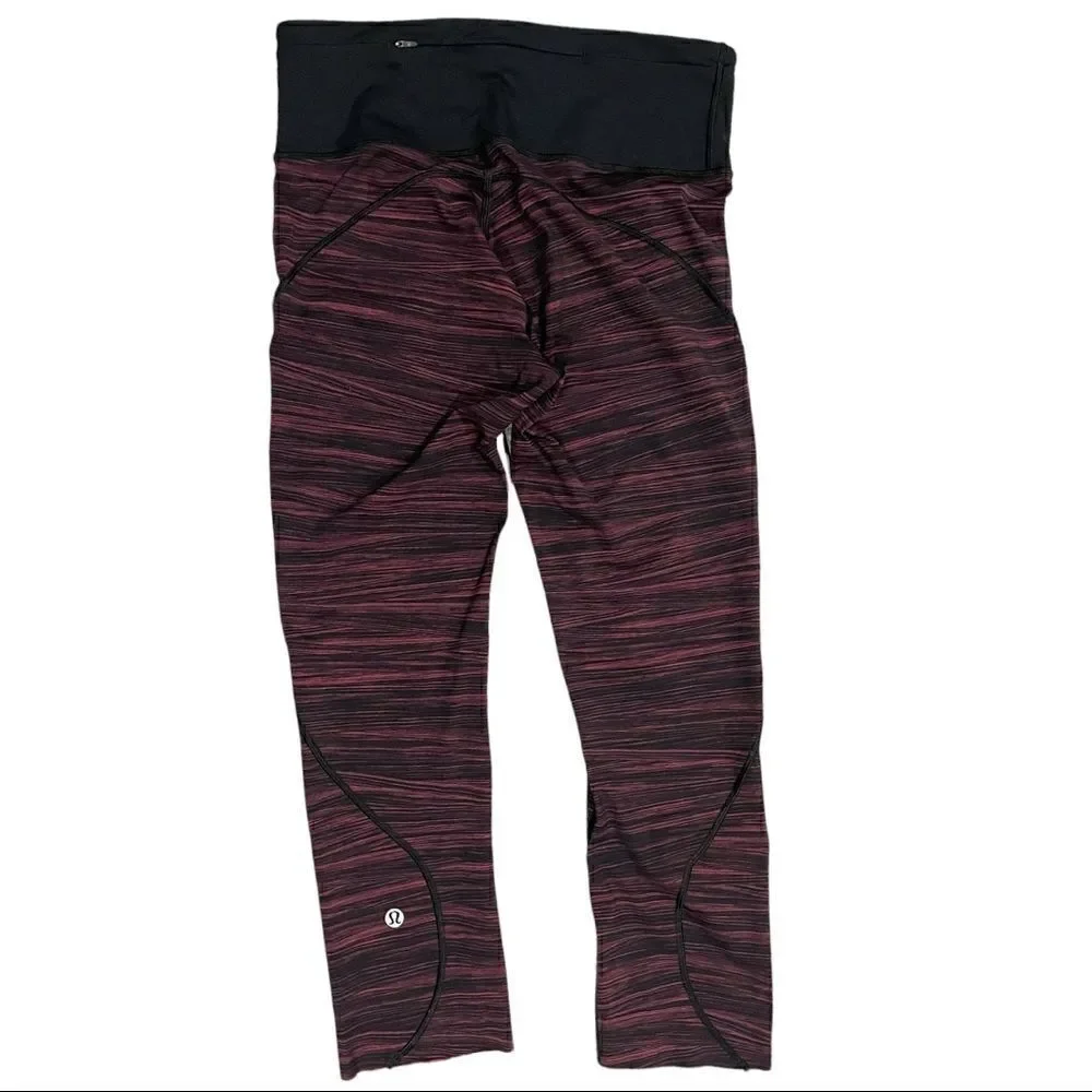 𝅺lululemon Run The Day Crop Low Tide Blush Berry Black Nulux Sz 6